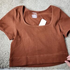 Wild Fable Women's Size XXL Brown Short Sleeve Top